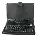 HDE 7" Tablet Stand with USB Keyboard - Black Faux Leather Carrying Case