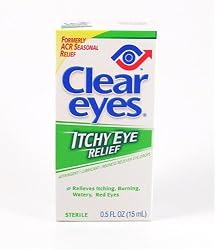 Clear Eyes Itchy Eye Relief Eye Drops, 0.5-Ounces (Pack of 6)