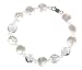 Sterling Silver White Freshwater Cultured Pearl w/ Crystal Coin Bracelet, 7.75