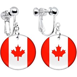 Canada Flag Clip on Earrings