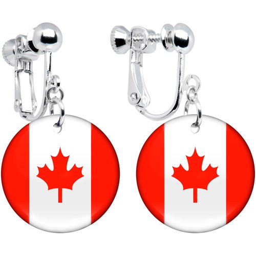 Canada Flag Clip on Earrings