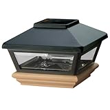Deckorators 94954 Solar Metal Black Post Cap with Cedar Base