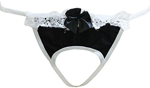 Sexy Lingerie Lace Bowknot Open Crotch Brief Underwear Thong (white)