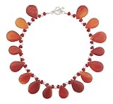 Sterling Silver Necklace with Teardrop Carnelian and Faceted Rondel Carnelian From the Mexico Natural By Mauricio Serrano Jewelry