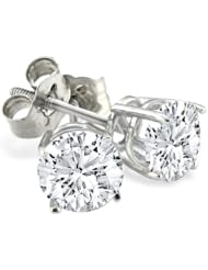 1/2ct Diamond Studs Set in Platinum, Fiery H-I Color, VS2-SI1 Clarity, Screwbacks