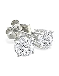 1/2ct Round Diamond Stud Earrings in 14k White Gold