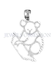 Rhodium-Plated 925 Sterling Silver Koala Bear Pendant