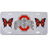 Ohio State Buckeyes Butterfly Silver Mirror License Plate