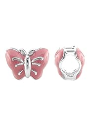 Storywheel® Butterfly Pink Enamel Bead / Charm in 925 Sterling Silver