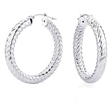 Sterling Silver Twisted Hoop Earrings