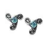 Stud Earrings Sterling Silver - Blue Gem Celtic Spirals