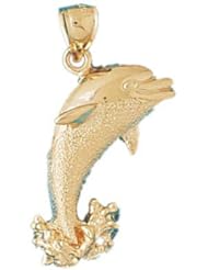 Dazzlers Solid 14 karats gold Dolphin Charm Pendant Available in three colors from jewelsberry (weights: 4.0 grams only)