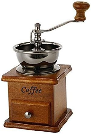 Manual Coffee Grinder,YINGMO Vintage Style Manual Coffee Bean Grinder Spice Herbs Wooden Retro Burr Mill,Strong and Durable Hand Coffee Grinder,Classic Grain Mill, Manual Grinding Bean Machine