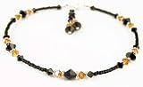 November Yellow Topaz Birthstone Sterling Silver Ankle Bracelets:Swarovski Crystal Adjustable Beaded Anklets