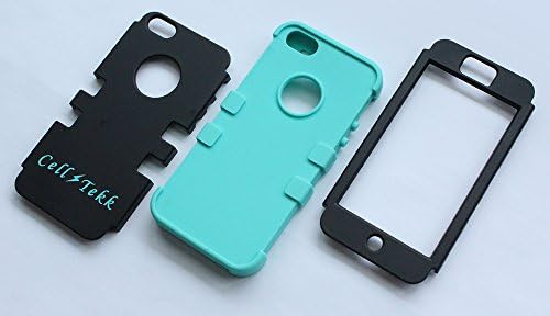 iPhone 5 Case Cover Cases Fits 5S & 5G Superior High Quality New by [Cell Tekk] Dual Layer Hybrid Rugged Protection Teal Blue Silicone Skin Black Apple Shockproof Heavy Duty Best Review Easy On/Off Discounted Price Limited Supply Buy Now!