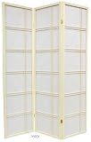 Unique Painted Wood Finishes - 6ft. Double Cross Japanese Shoji Privacy Screen Room Divider - 3 Sizes - Grey Ivory Gold