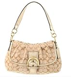 Authentic Coach Soho Signature Buckle Flap Hobo Handbag 17093 Light Khaki/Gold