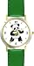 Ping Pong Playing Baby Giant Panda or Panda Bear Animal - WATCHBUDDY&reg; DELUXE TWO-TONE THEME WATCH - Arabic Numbers - Green Leather Strap-Women's Size-Small
