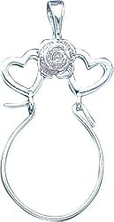 Sterling Silver Heart & Rose Charm Holder