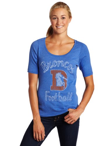 NFL Women's Denver Broncos Heather Vintage Thermal Sleeve Athletic Tee (Liberty, Large)
