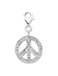 Sterling Silver Click on CZ Polished Peace Charm
