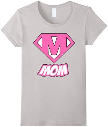 Women's Mom Superhero T Shirt - Super Hero Womens Gift Tee XL Silver