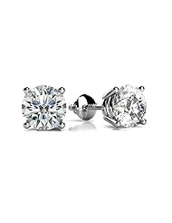 0.30 ct. tw Round Diamond Four Prong Stud Earrings - G-H SI1 - Platinum