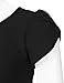 JJ Perfection Women's Solid Woven Pleated Petal Short Sleeve Blouse
