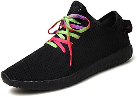 MWSC Unisex Couple Breathable Athletic Sports Shoes Lace Up Skate Fashion Sneaker, Black, 8.5 US/EU 42