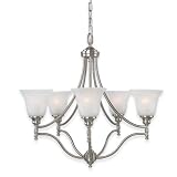 Royce Prescott Five-Light Chandelier Brushed Steel with White Alabaster Globes # RC70UPES/5-12