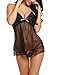Avidlove Sexy Lingerie for Women Lace Babydoll Chemise Set Black L