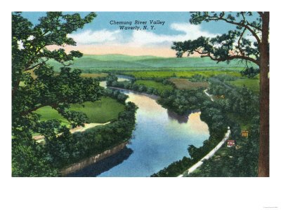 Waverly, New York - Aerial View of the Chemung River Valley