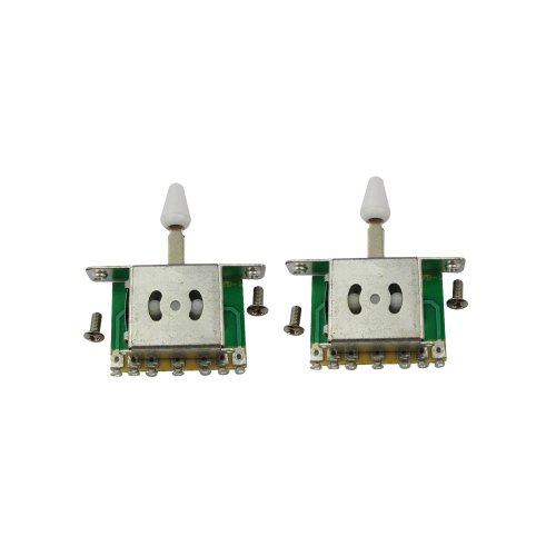 Musiclily 5 Way Pickup Selector Toggle Switch for Fender Strat Stratocaster Tele Body Guitar -White tip (Pack of 2)