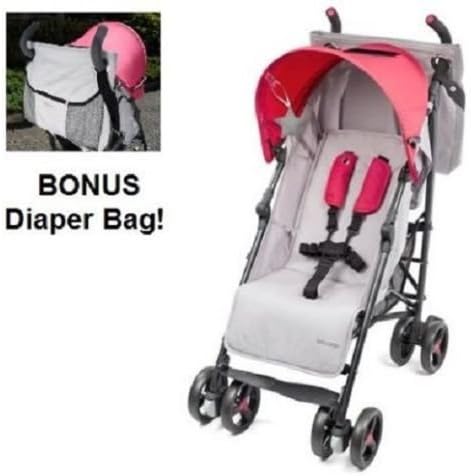 Baby Cargo Series 50 Bundle Stroller and Bonus Diaper Bag; Smoke/hot Pink Baby Strollers Vista Stroller