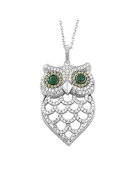 Sterling Silver Cubic Zirconia Owl Necklace (18 inch)