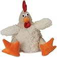 goDog Checkers Fat Rooster With Chew Guard Technology Tough Plush Dog Toy, White, Large