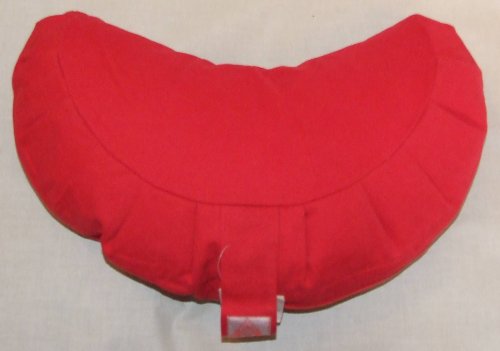 Red Crescent Zafu Meditation Cushion Filled with Organic Buckwheat Husks