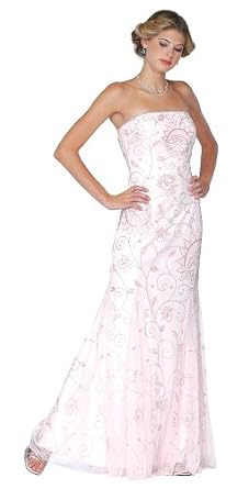 Maxi Dress : Prom Dress. Pink Strapless Beaded Dress. Formal Dress. Womens Long Evening Gown. Party Dress by Sean Collection (1820) Cheap