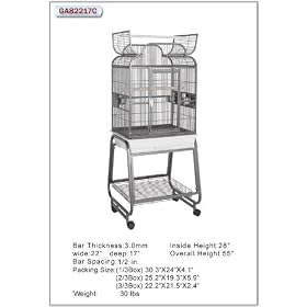 HQ 22×17 Bird Cage & Stand for Small & Medium Parrots-Black Silver