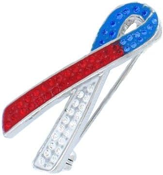 Support the Troops Awareness Ribbon Austrian red blue Crystal