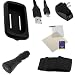 GTMax 6 Pieces-USB Car Charger+USB Home Charger+Black Silicone Soft Case+LCD Screen Protector+Black Armband+USB Cable For SanDisk Sansa Fuze Plus