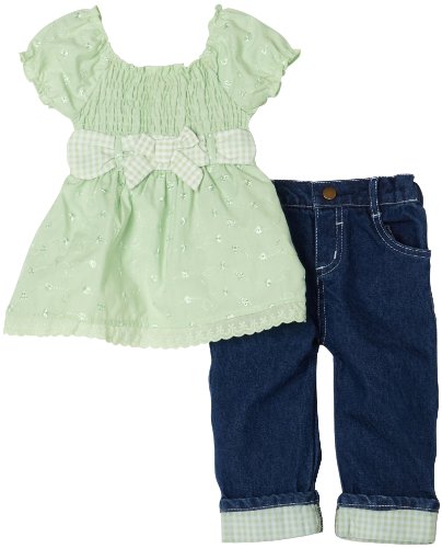 Little Lass 2 Piece Eyelet Capri Set