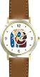 Nun in Prayer Christian Theme - WATCHBUDDY&reg; DELUXE TWO-TONE THEME WATCH - Arabic Numbers - Brown Leather Strap-Women's Size-Small