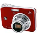 GE A1250-RD 12MP Digital Camera with 5X Optical Zoom and 2.5 Inch LCD with Auto Brightness - Red