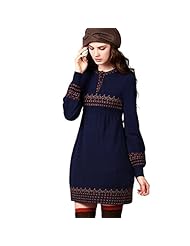 Scoop Neck Vintage Jacquard Empire   Waistline Acrylic/Nylon/Polyester/Wool/Knit  Dress
