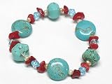 Turquoise Coral Bead Stretch Bracelet Fashion Jewelry