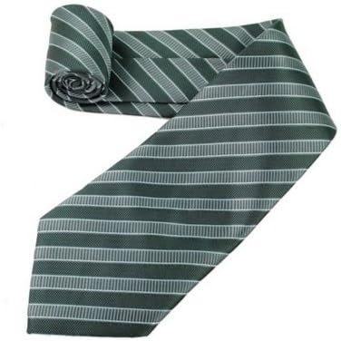 Hip-gift Black Gray Stripe Silk Classic Woven Man Tie Necktie