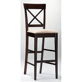 Set of 2 30H Bar Stools with Cross Back Rich Cappuccino Finish by visiondecor Furniture