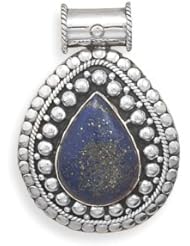 Sterling Silver Oxidized Lapis Slide