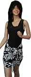 Ladies Black & White Floral Print Opaque Swimsuit Sarong Pareo Cover up OS